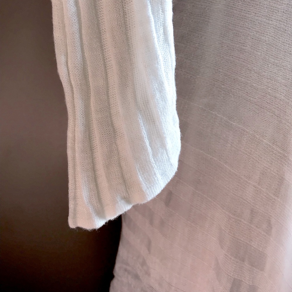 Lightweight White Ribbed Drape Cardigan M - Picture 5 of 9